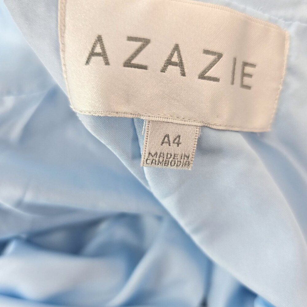 NWT Azazie Baby Blue Corset Sky LOng Gown Dress Women Size A4 - Picture 10 of 11